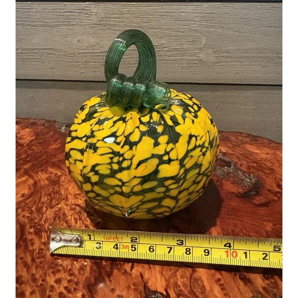 Hand Blown Art Glass Pumpkin Halloween Fall Decor Used
